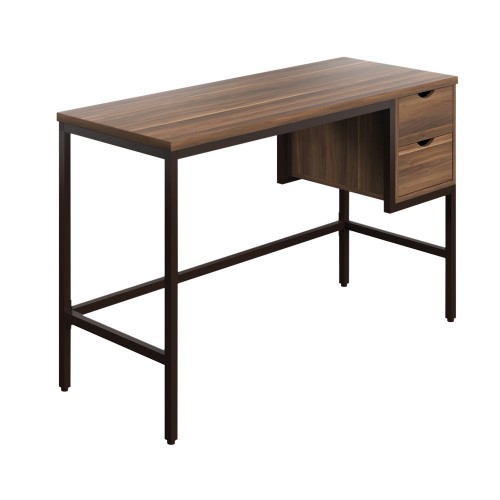 WFH Home Working Desk with 2 Drawers - Walnut / Black