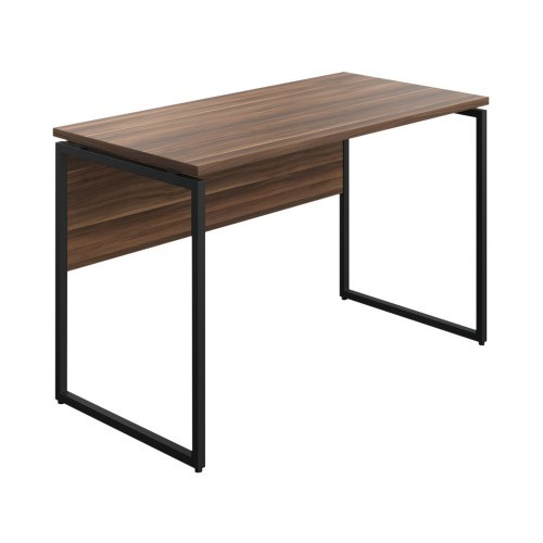 WFH Home Working Desk with Square Leg and Modesty - Walnut / Black Leg