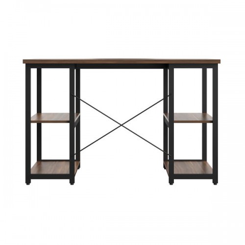 WFH Home Working with Square Shelves - Dark Walnut/BlaDeskck