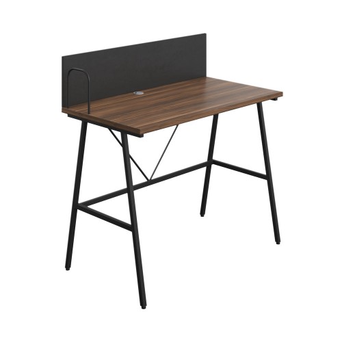 WFH Home Working A-Frame Desk with Backboard - Dark Walnut / Black