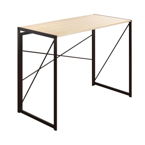 WFH Home Foldable Working Desk with Square Leg and Cross Supports - Oak / Dark Brown