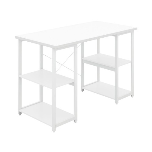 WFH Home Working Desk with Square Shelves - White