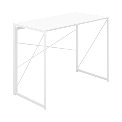 WFH Home Working Foldable Desk with Square Leg and Cross Supports - White/White