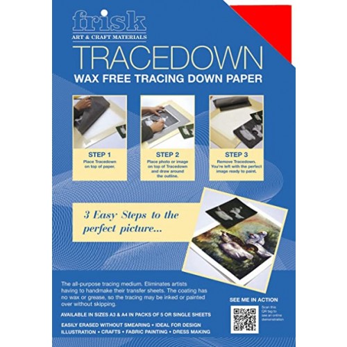 Frisk Tracedown A3 Red pack of 5 sheets