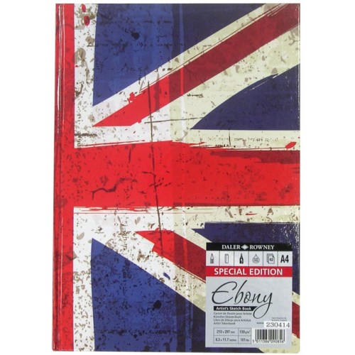 Daler Ebony Union Jack Hardback Sketchbook A4 Portrait (481380400) 150gsm 62s