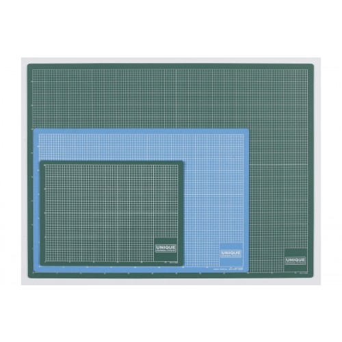 Unique Cutting Mat A4 - 320 x 220 x3mm Green & Blue with grid both sides