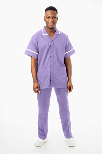 Male Nursing Tunic Lilac with White Trim Size 34” – 52”