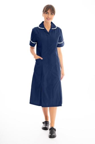 Female Nursing Dress Navy with White Trim Size 30” – 52”