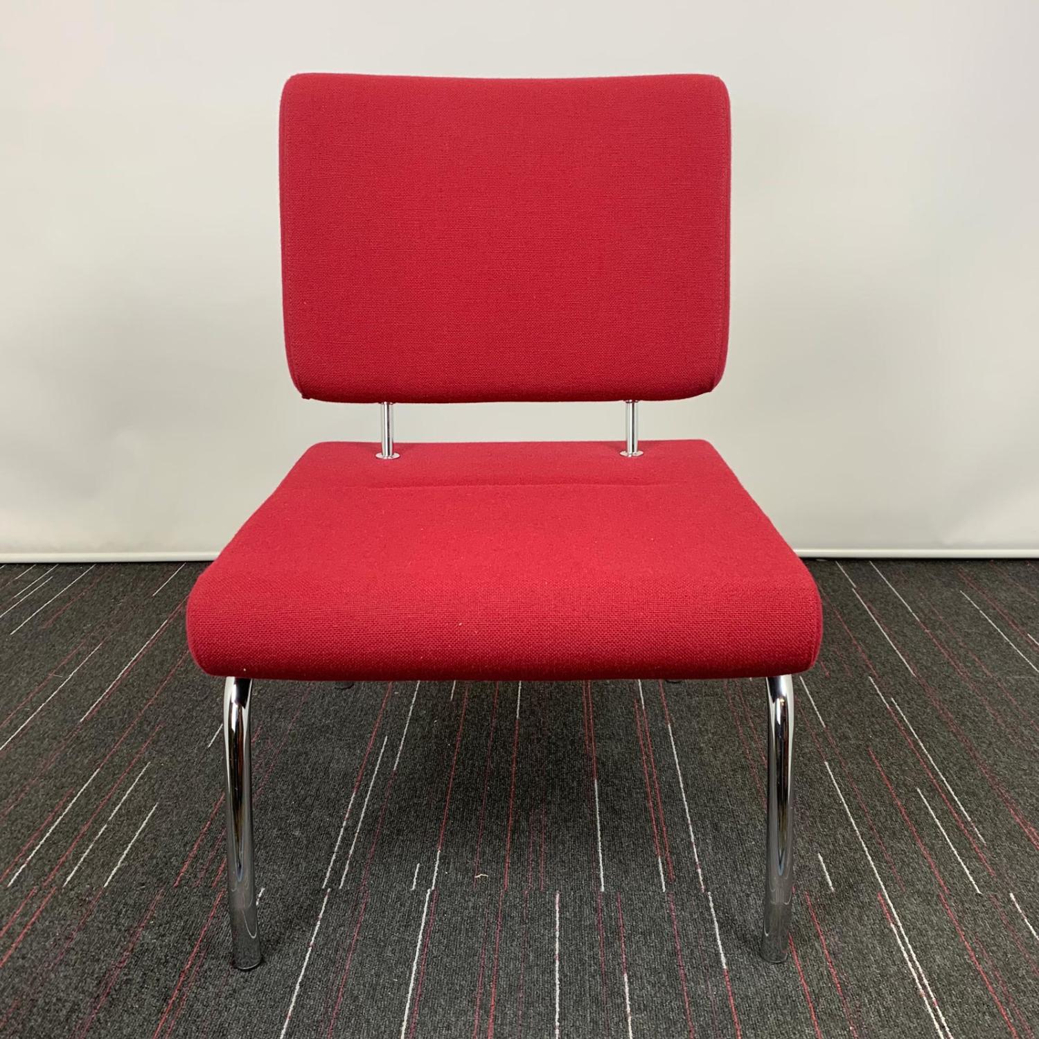 Second Hand Burgundy Red Reception Chair with Chrome Legs