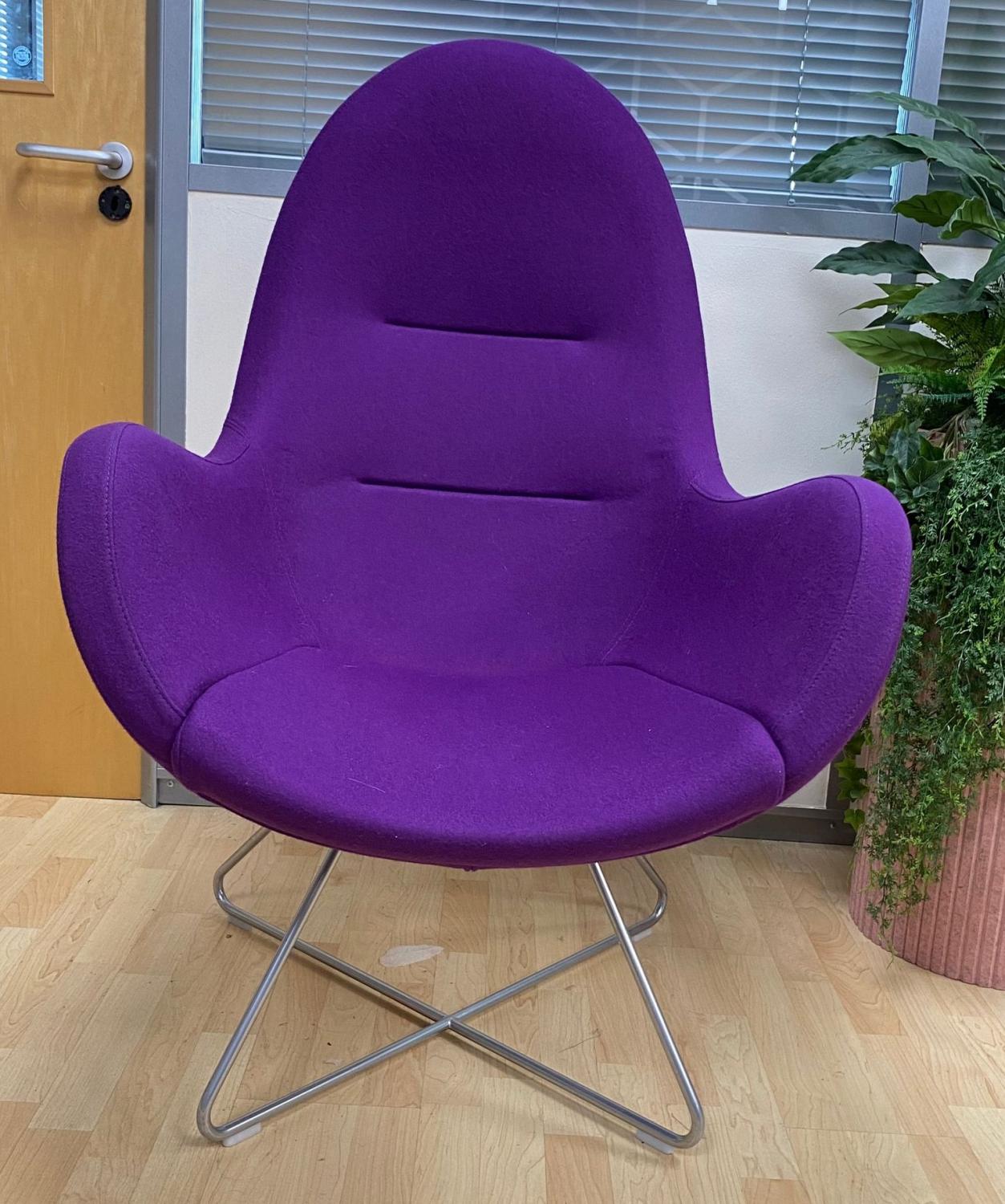 Second Hand Purple Egg Reception Armchair with Chrome Base