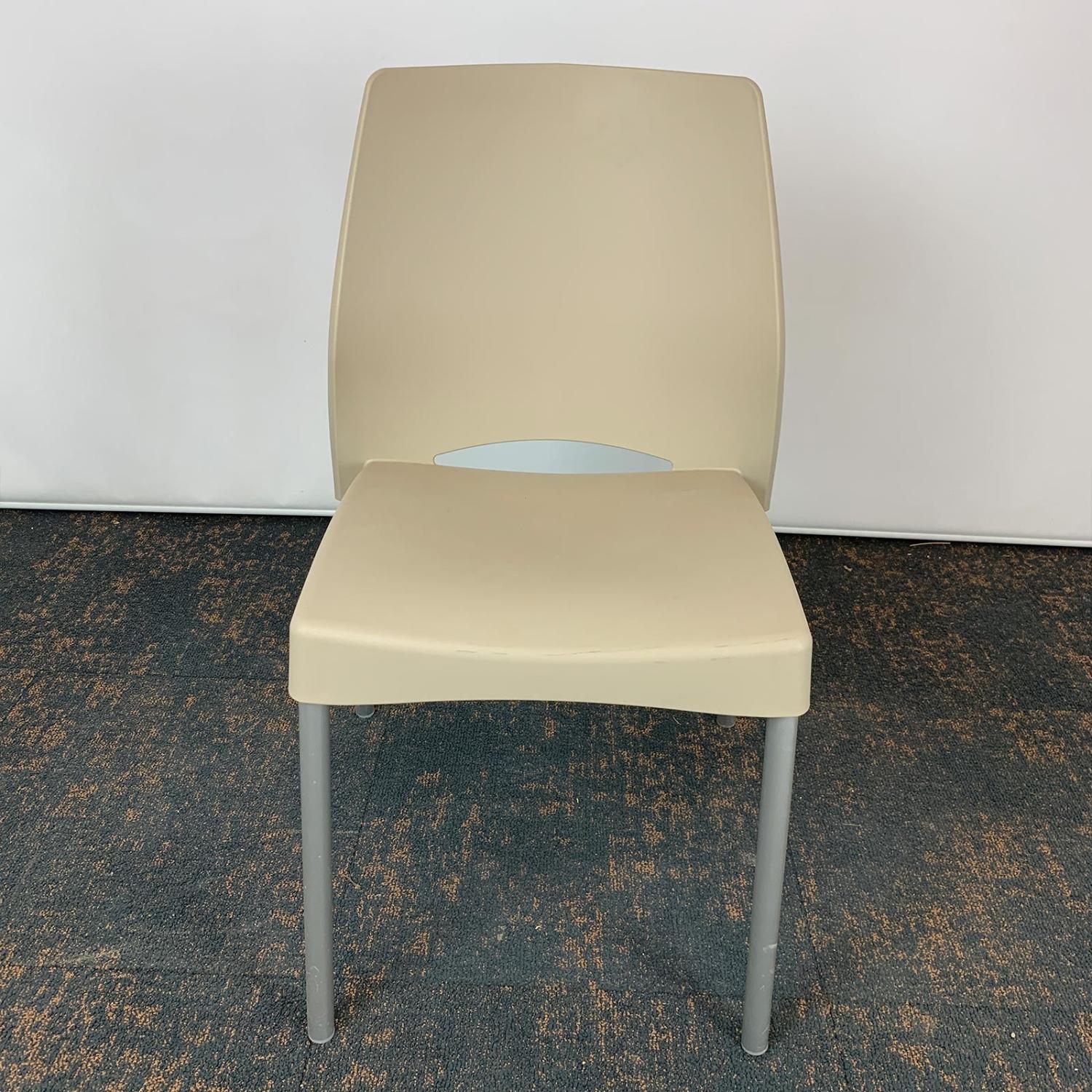 Second Hand Buff Coloured Chair with Metal Legs