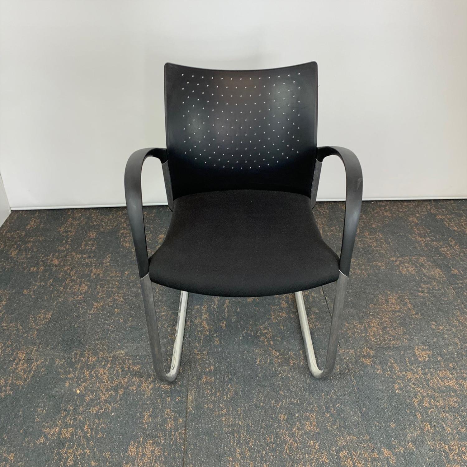 Second Hand  Black Meeting Chair with Chrome Cantilever Legs and Black Arms
