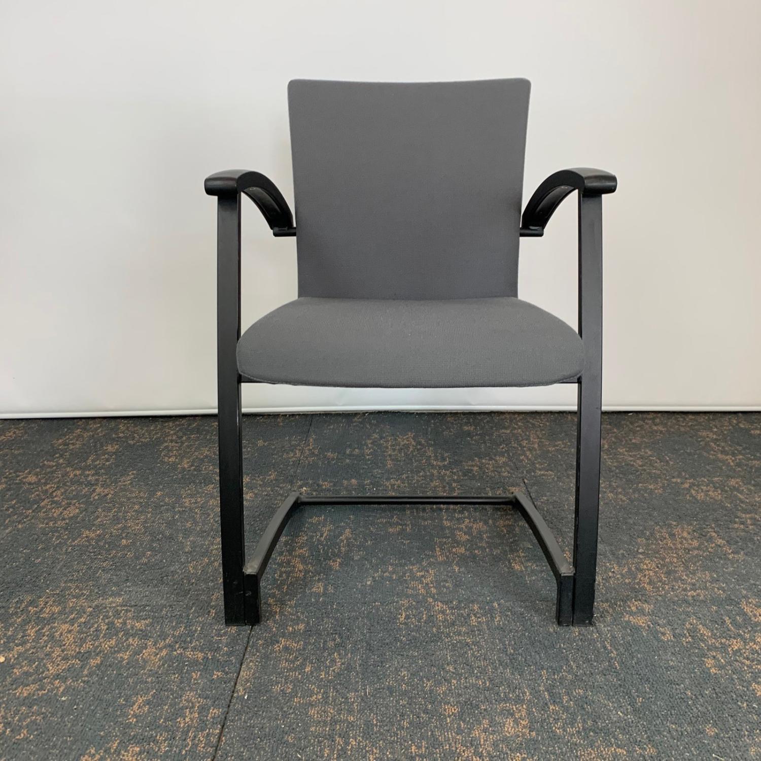 Second Hand Grey Meeting Chair with Black Arms and Cantilever Legs