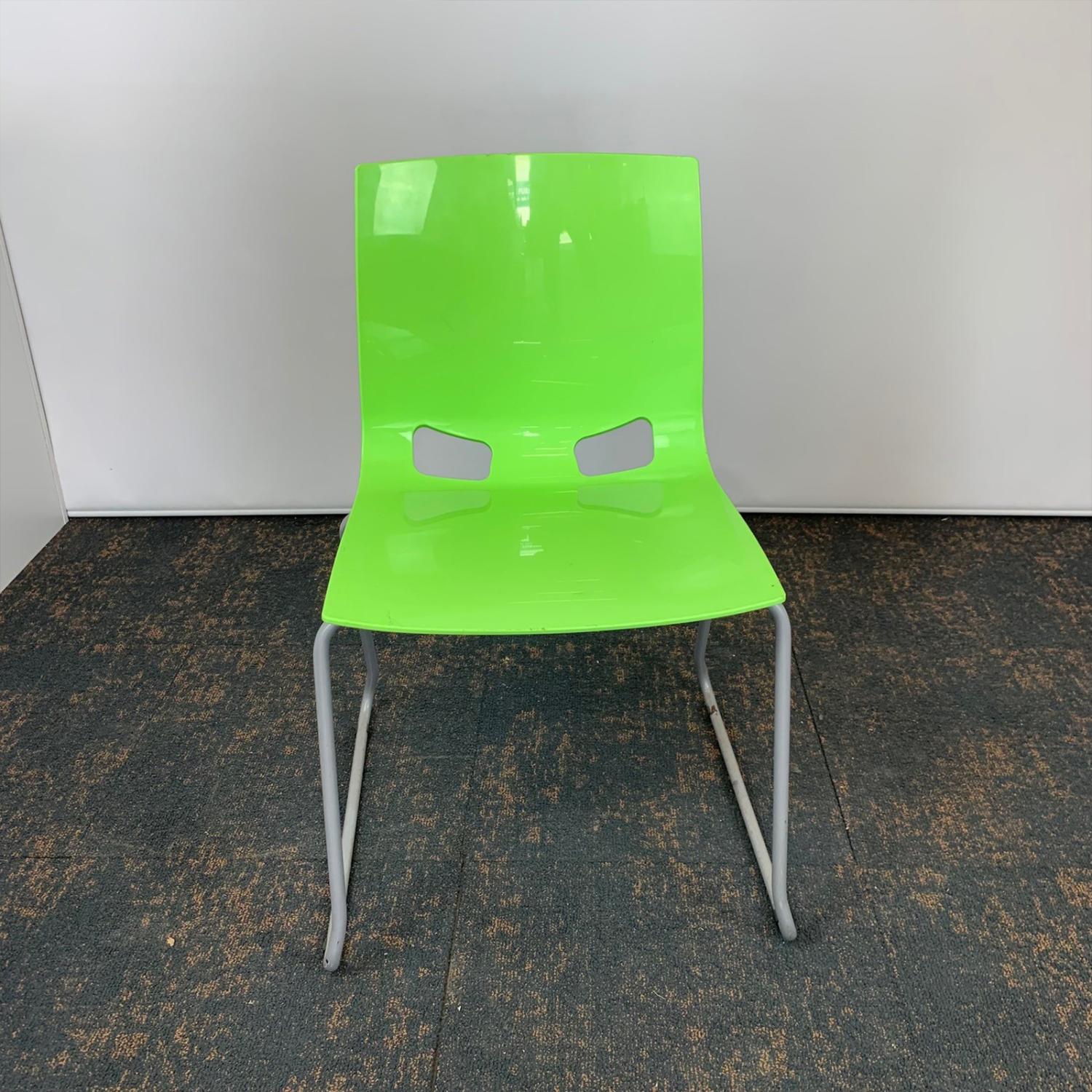 Second Hand Lime Green Meeting Chair with Grey Frame Legs