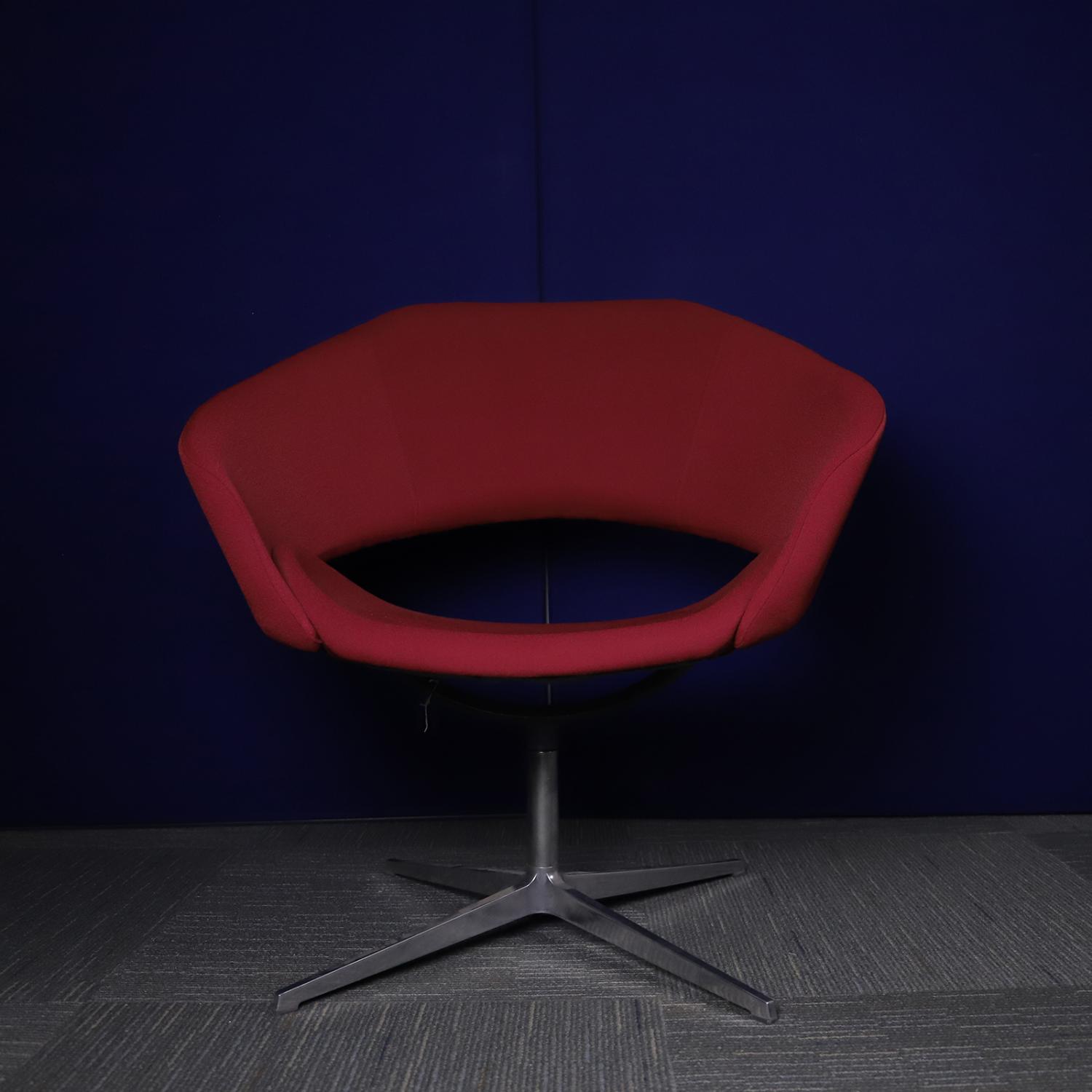 Second Hand Red Swivel Chair on Chrome Star Base