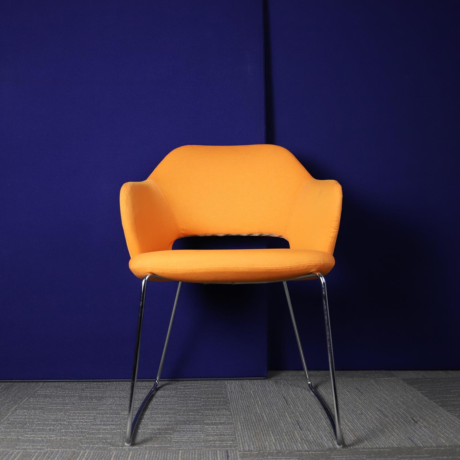 Second Hand Orange Tub Chair with Chrome Legs