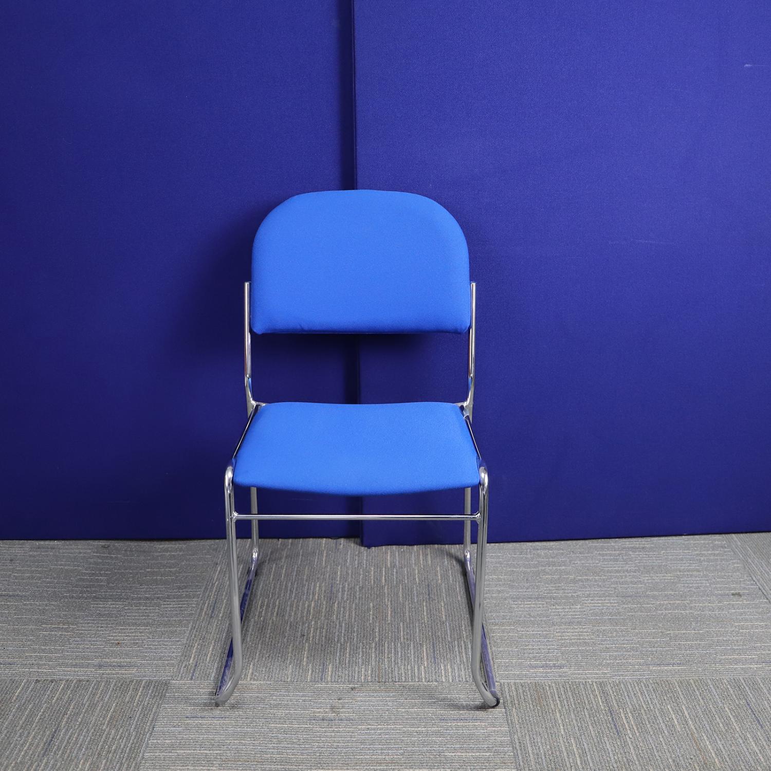 Second Hand Blue Meeting Chair with Chrome Legs