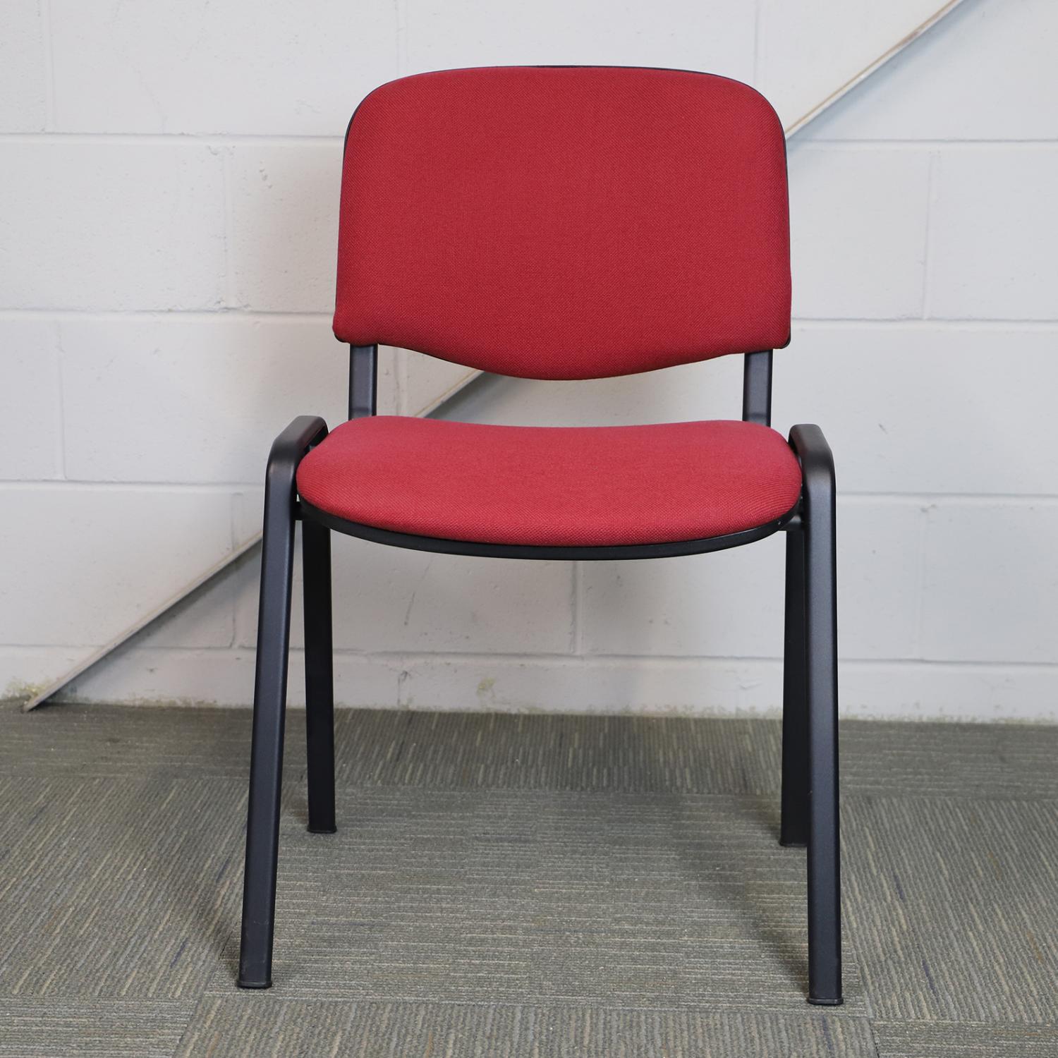 Second Hand Red Meeting Chair with Black Frame and Legs
