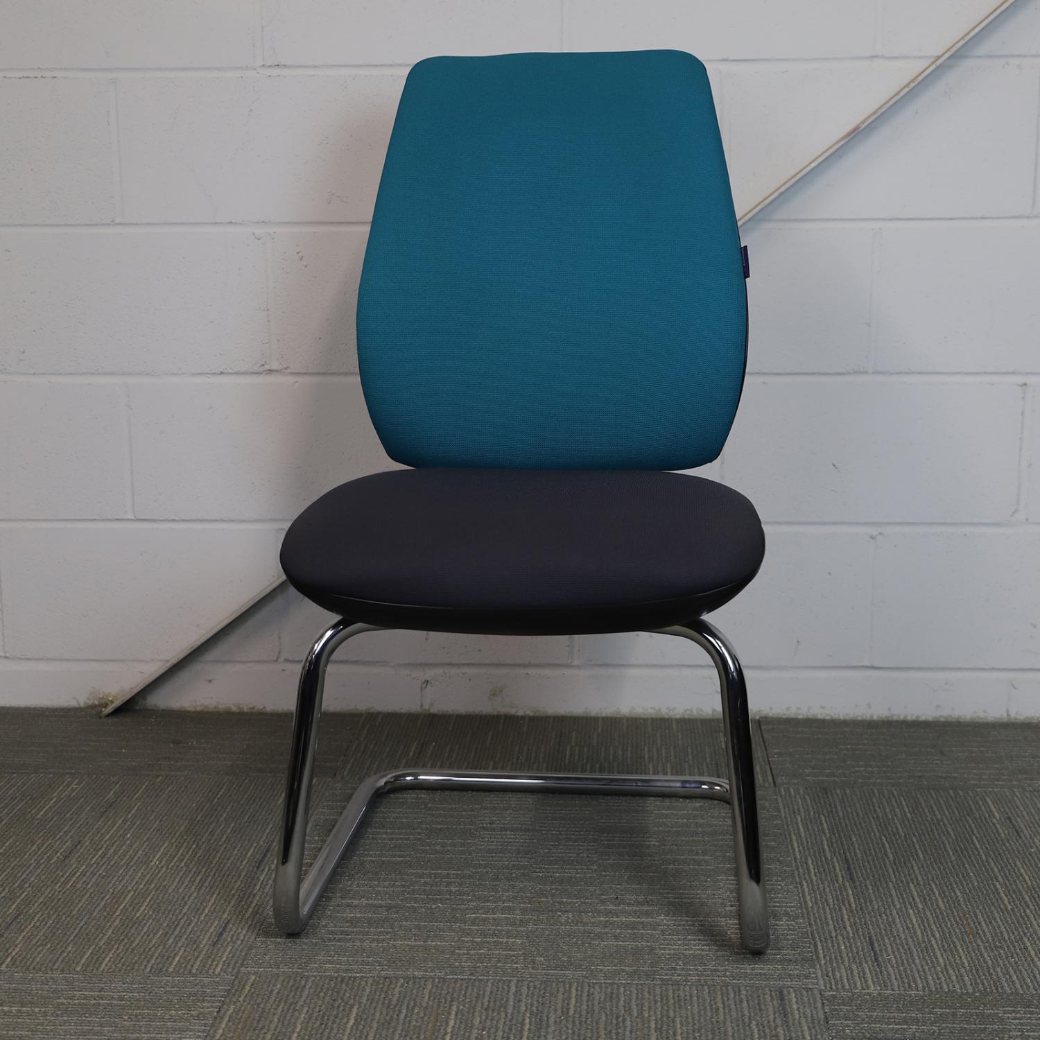Second Hand Summit Teal Memory Foam Meeting Chair with Chrome Cantilever Legs