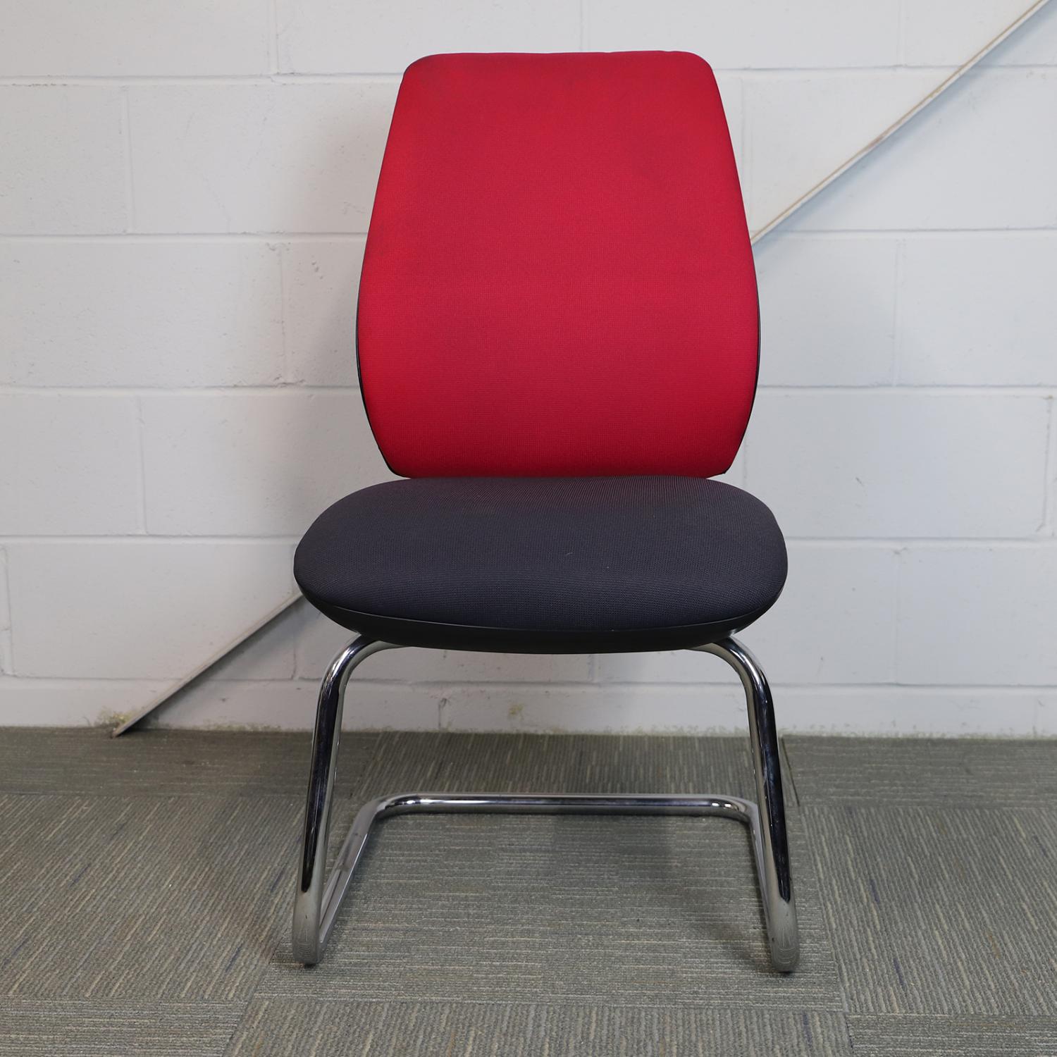 Second Hand Summit Red Memory Foam Meeting Chair with Chrome Cantilever Legs