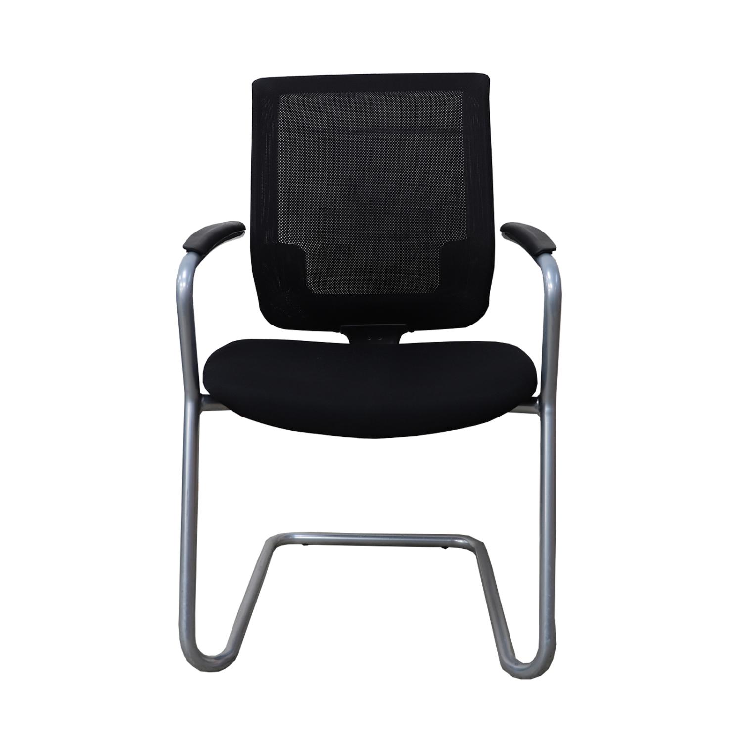 Second Hand Connection Black Mesh Back Meeting Chair with Chrome Cantilever Legs and Arms