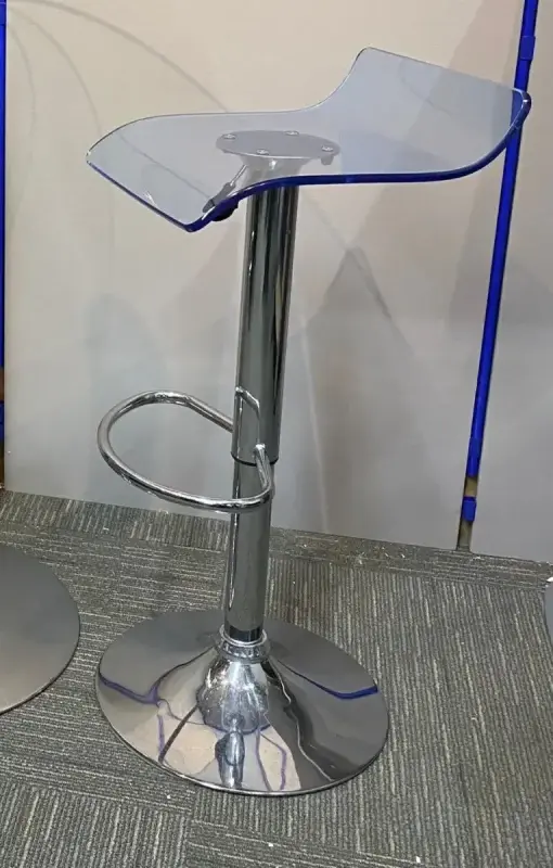 Second Hand Bar Stool with Glass effect Seat Pad Blue