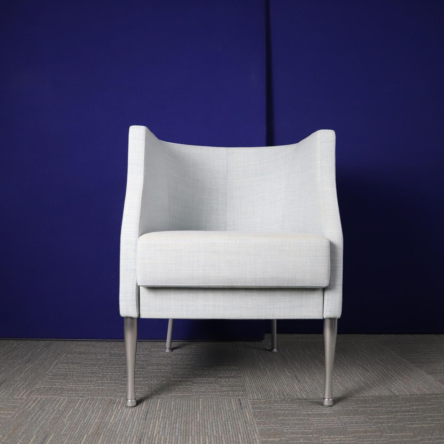 Second Hand Grey and Blue Tub Chair with Grey Legs