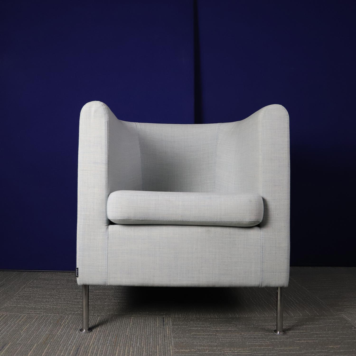 Second Hand Grey / Blue Reception Tub Chair with Grey Legs