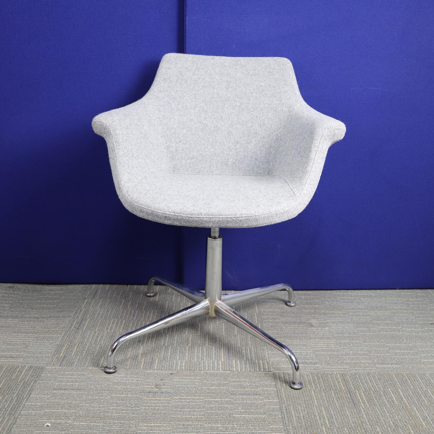 Second Hand Grey Fabric Tub Chair with Chrome Legs
