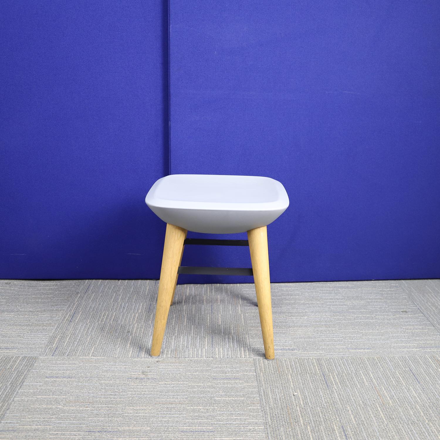 Second Hand Light Grey Stool with Wooden Legs