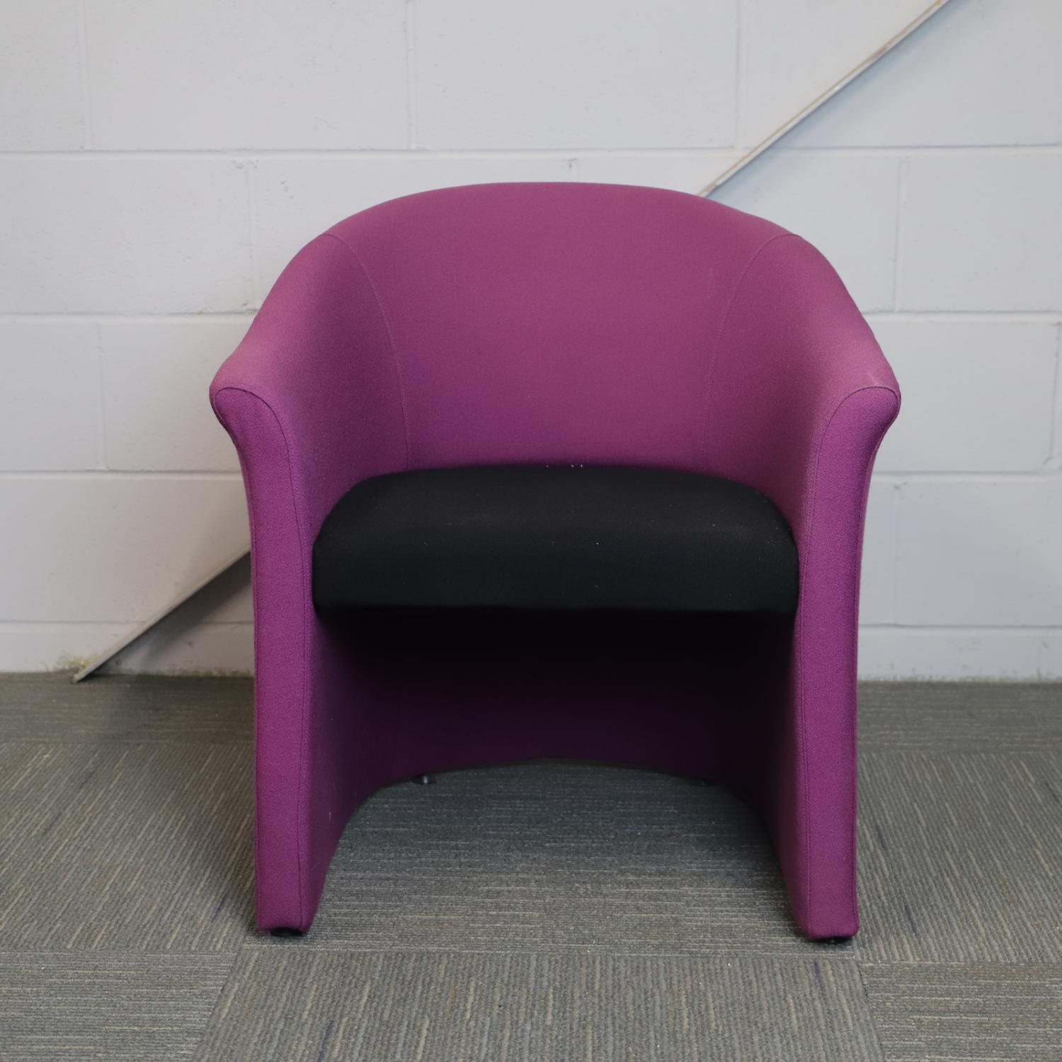 Second Hand Purple Reception Tub Chair with Black Fabric Seat