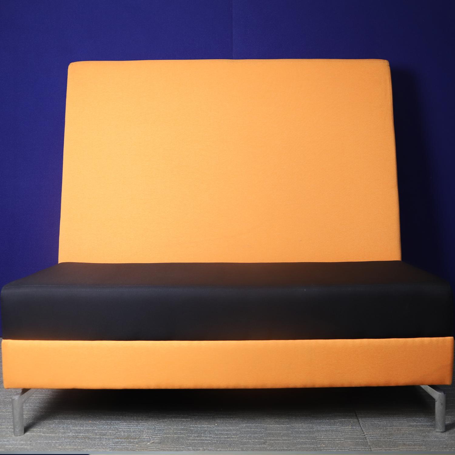 Second Hand Orange and Black Bench Seat with High Back