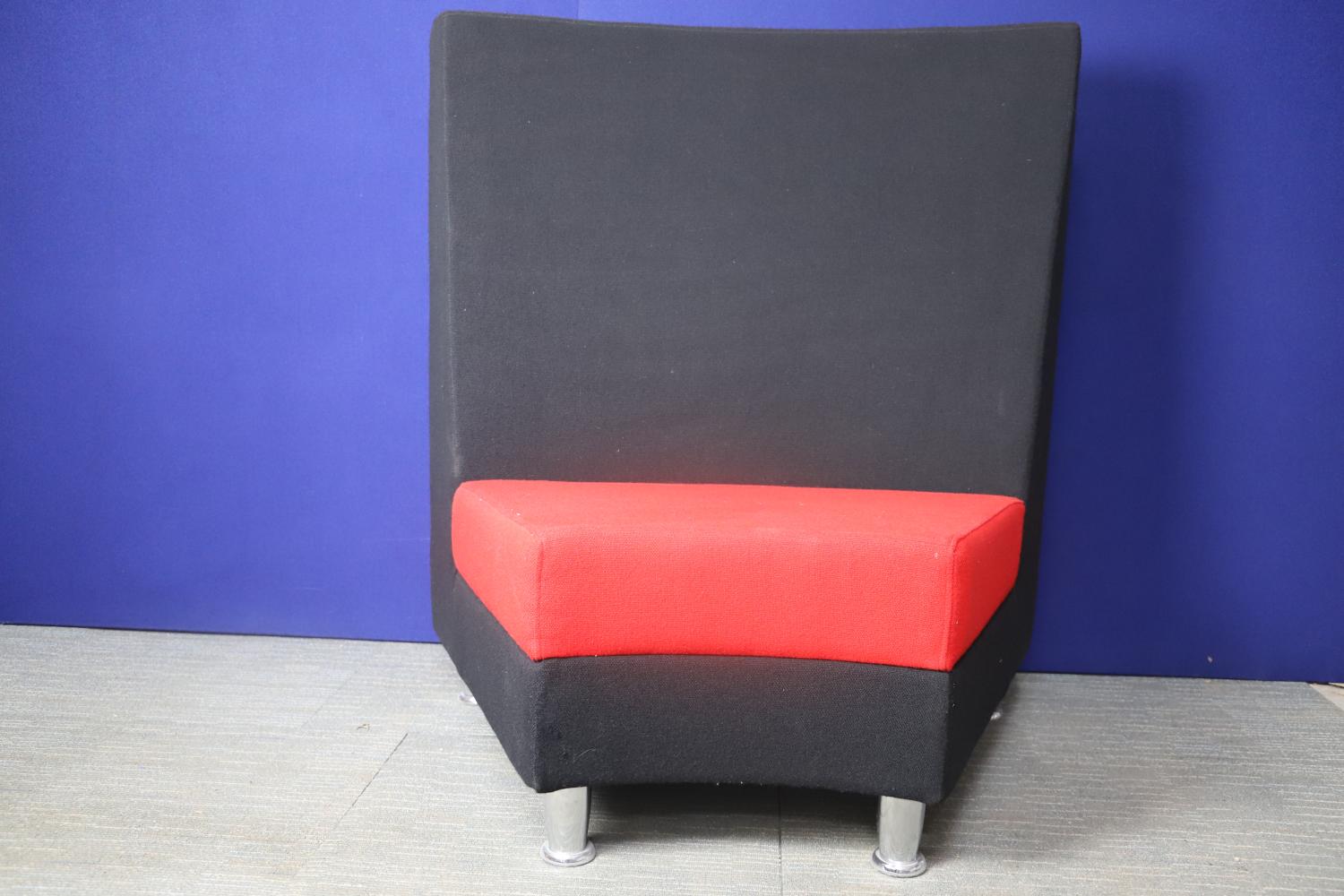 Second Hand Black and Red Fabric Curved Bench Seat Reception Seating