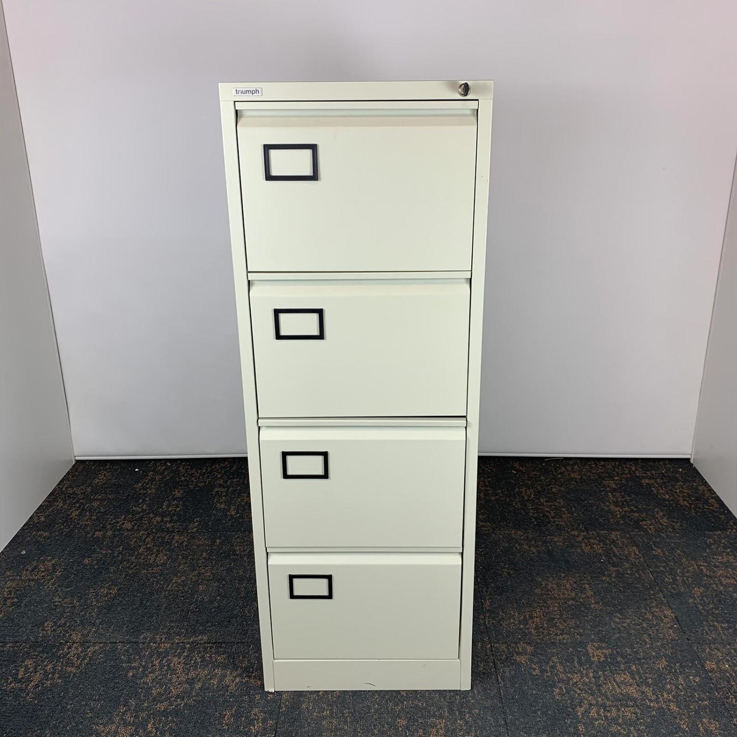 Second Hand Four Drawer Lockable Filing Cabinet Grey (we have various colours and makes available!)