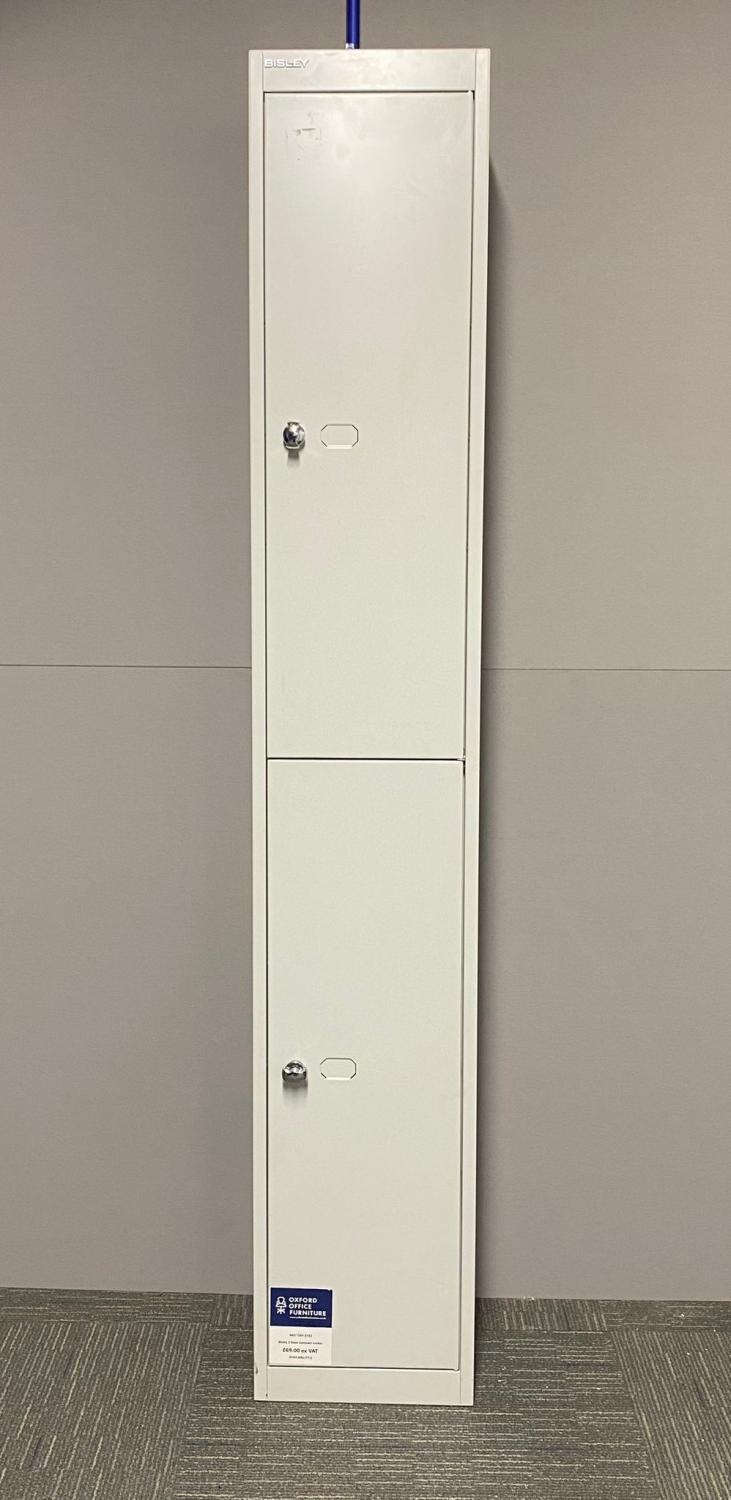 Second Hand Bisley two door padlock lock locker Grey