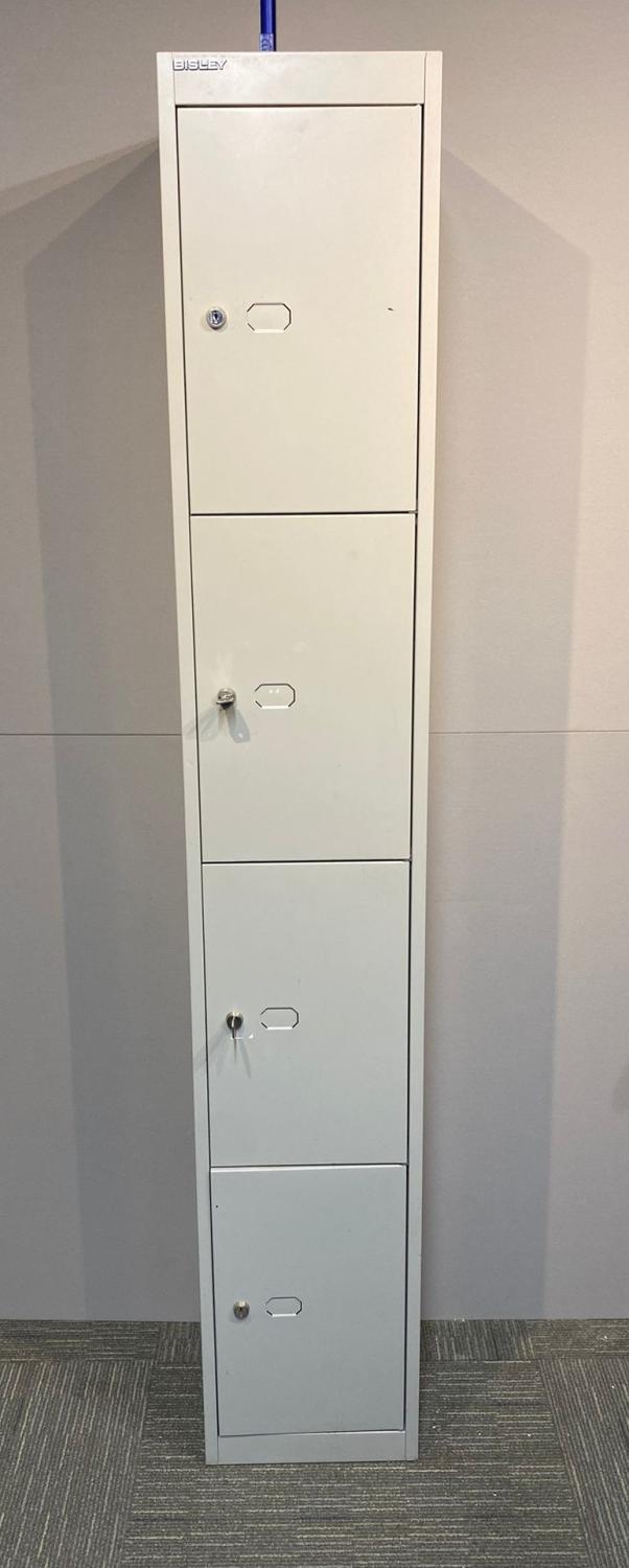 Second Hand Bisley four door padlock lock locker Grey