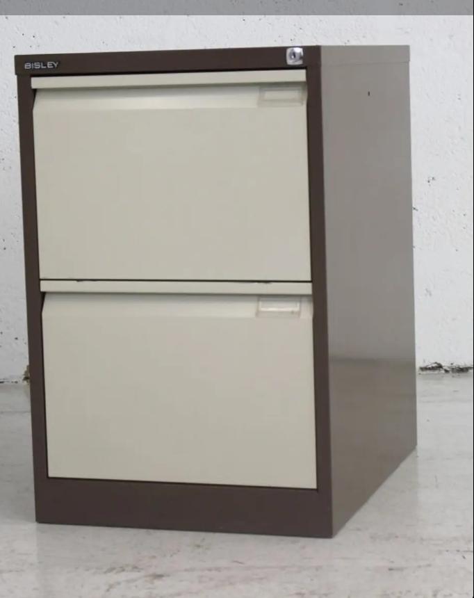 Second Hand Two Drawer Coffee & Cream Filing Cabinet - (we have various colours and makes available!)