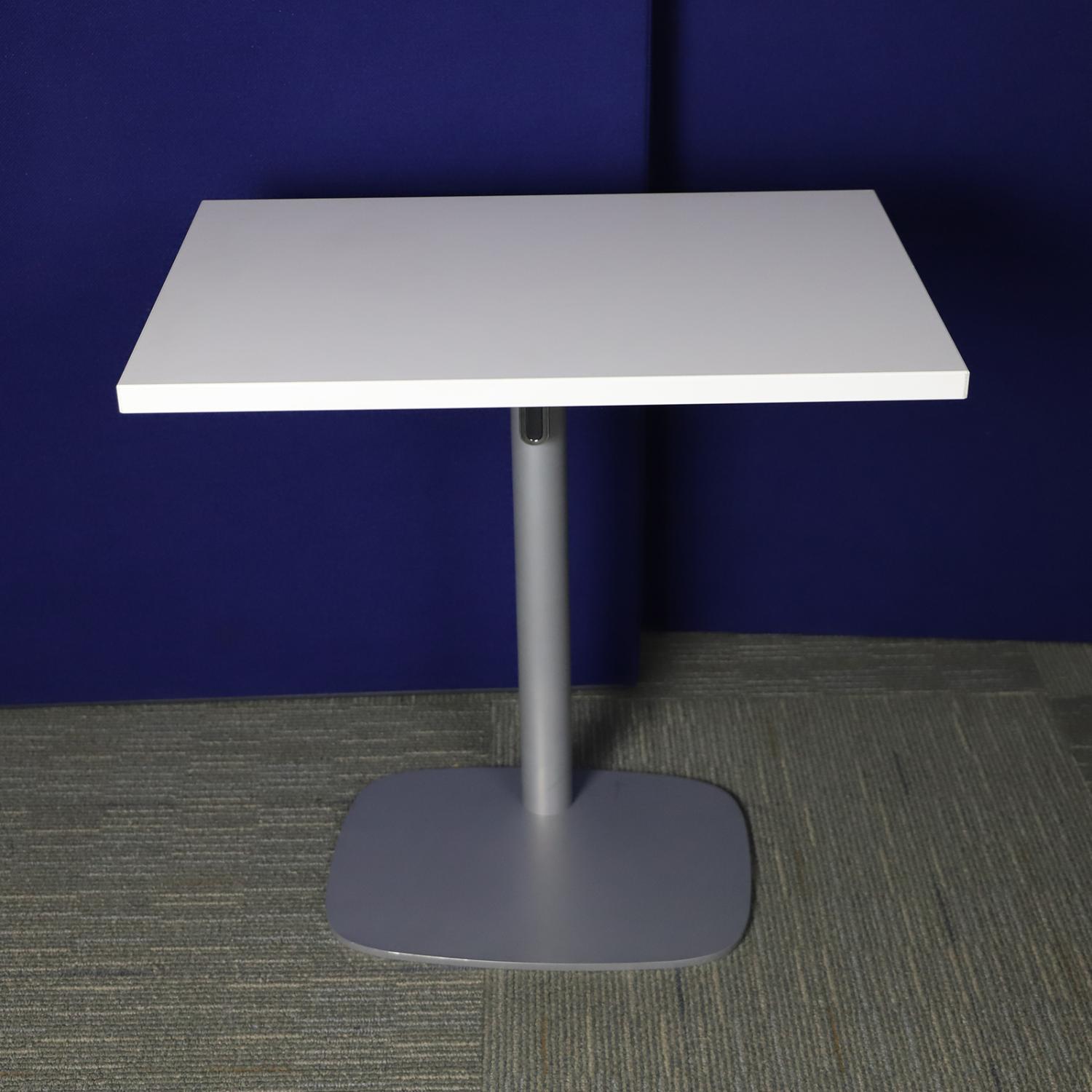 Second Hand Height Adjustable White Poser Table with Silver Leg