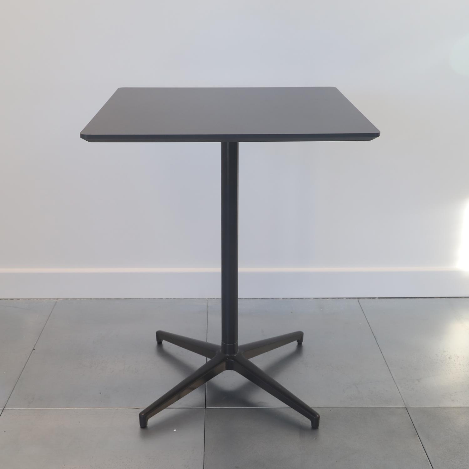 Second Hand Black Square Poser Table with Metal Stem and Legs
