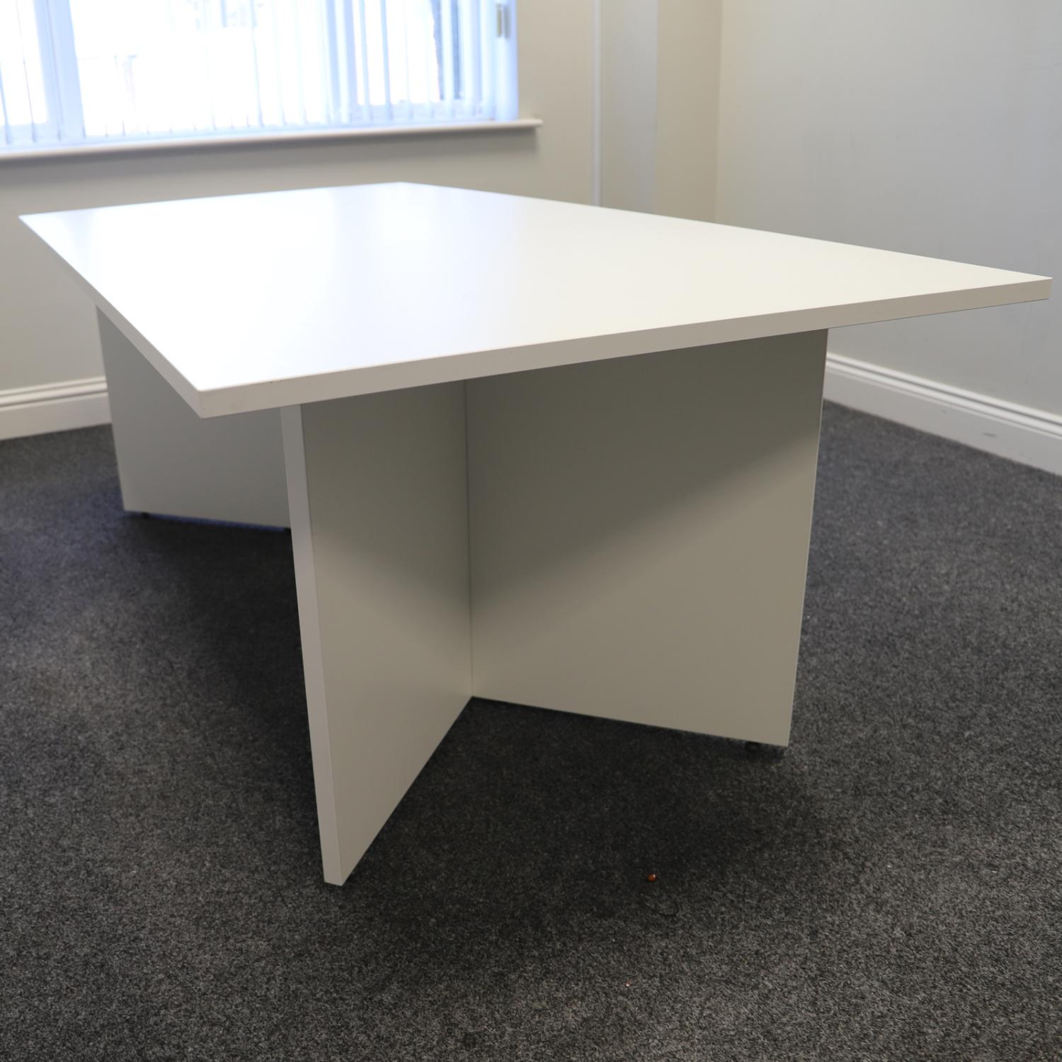 Second Hand White Meeting Room Table with White Panel Legs