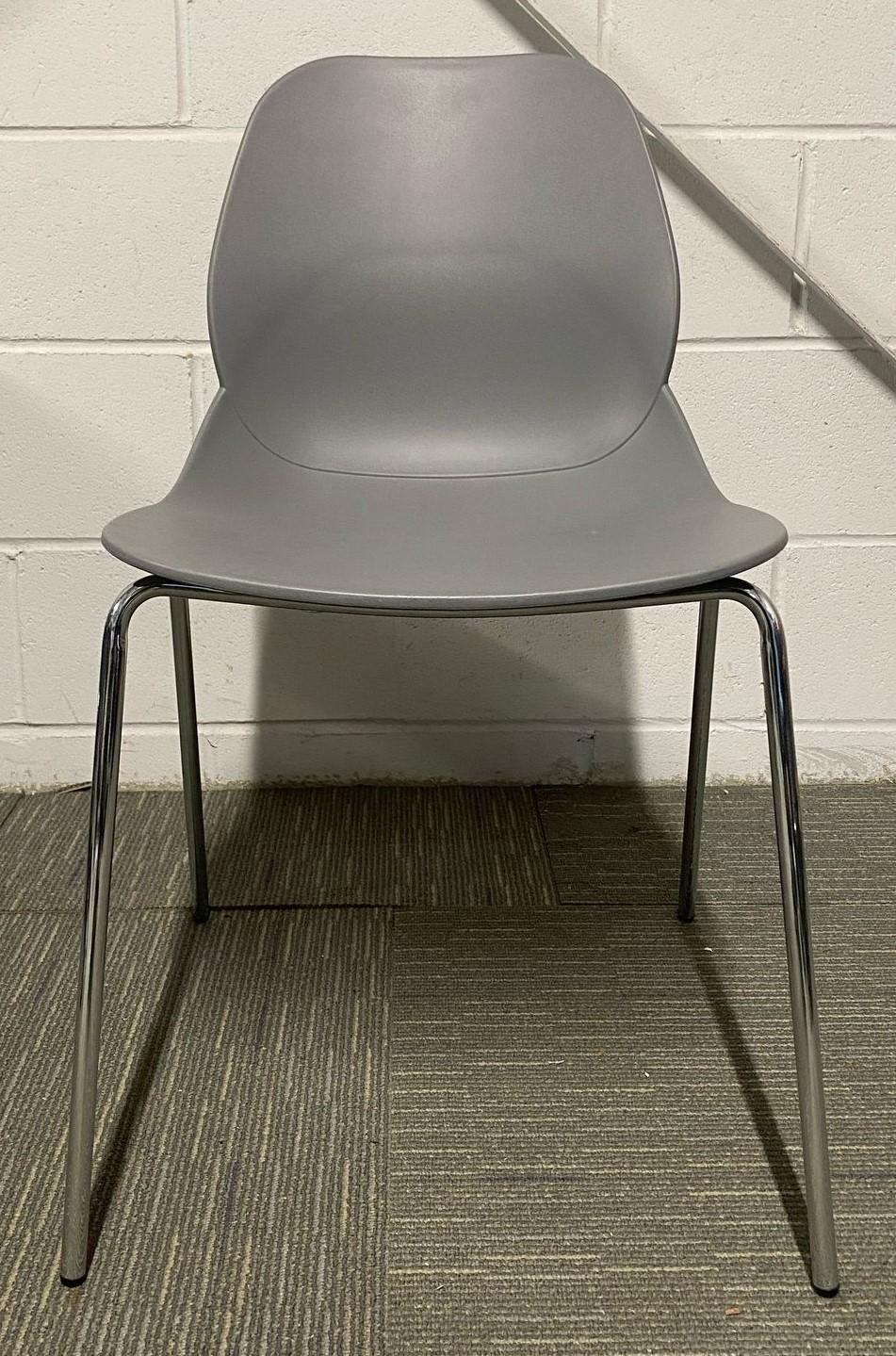 Second Hand Grey Polly Meeting Chair With Chrome Legs Stacking