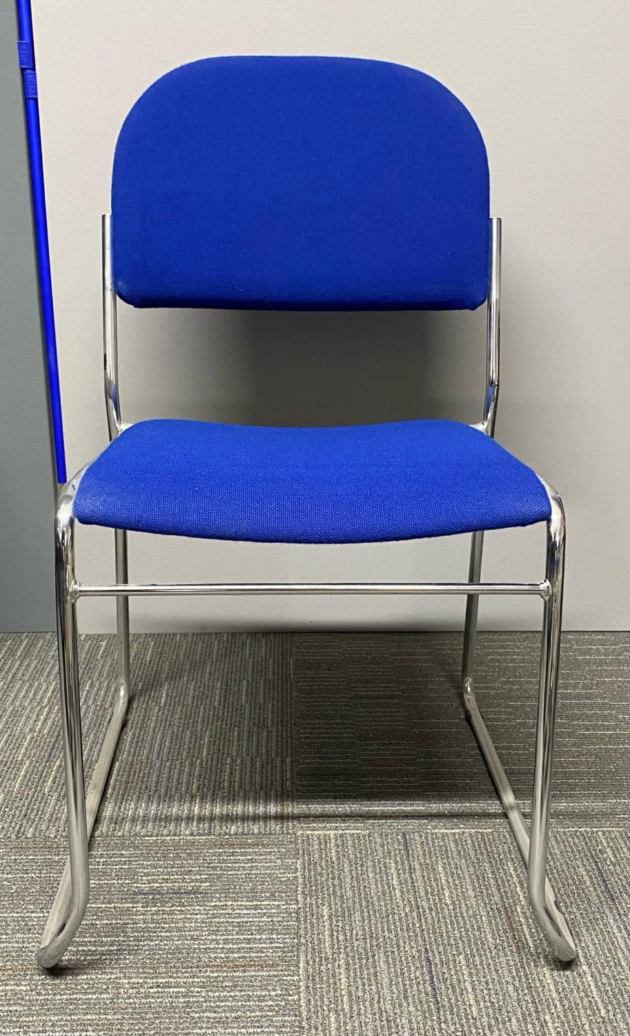 Second Hand ISO Blue Meeting Chair Stacking Chrome Base