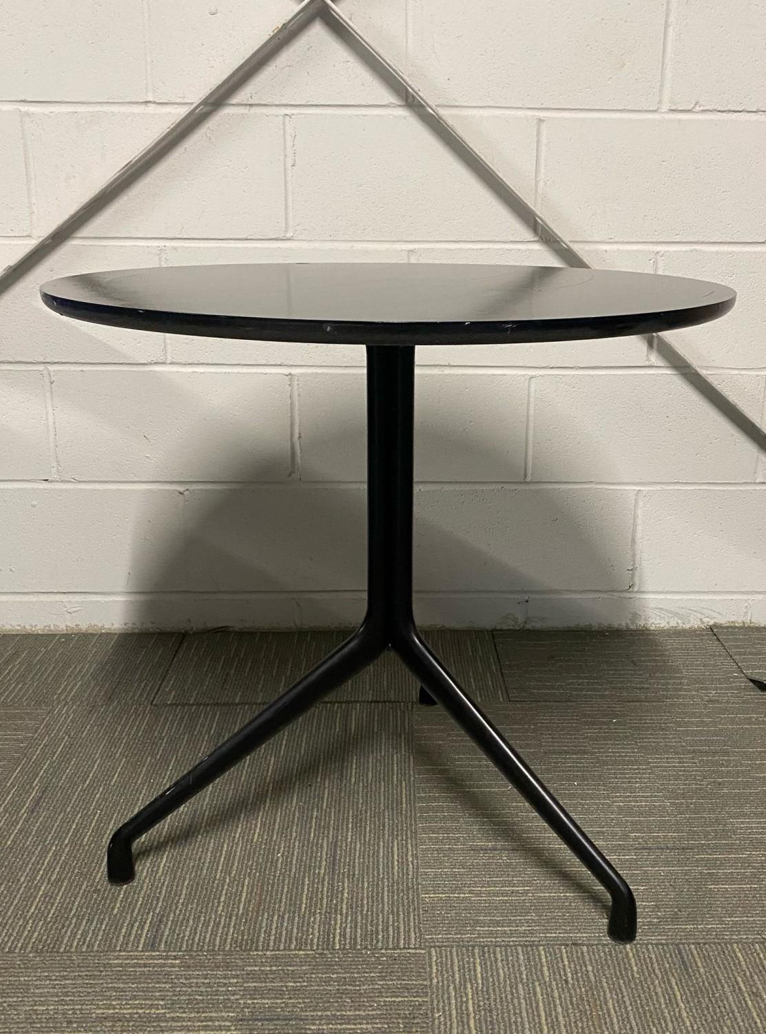 Second Hand Black Circular Meeting Table 800mm Diameter