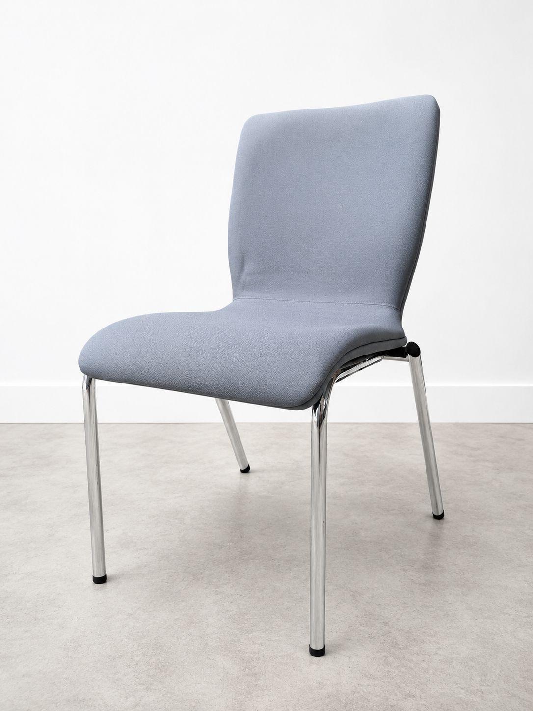 Verco Phoenix Meeting Chairs Stacking Chrome Legs Grey Blue Fabric