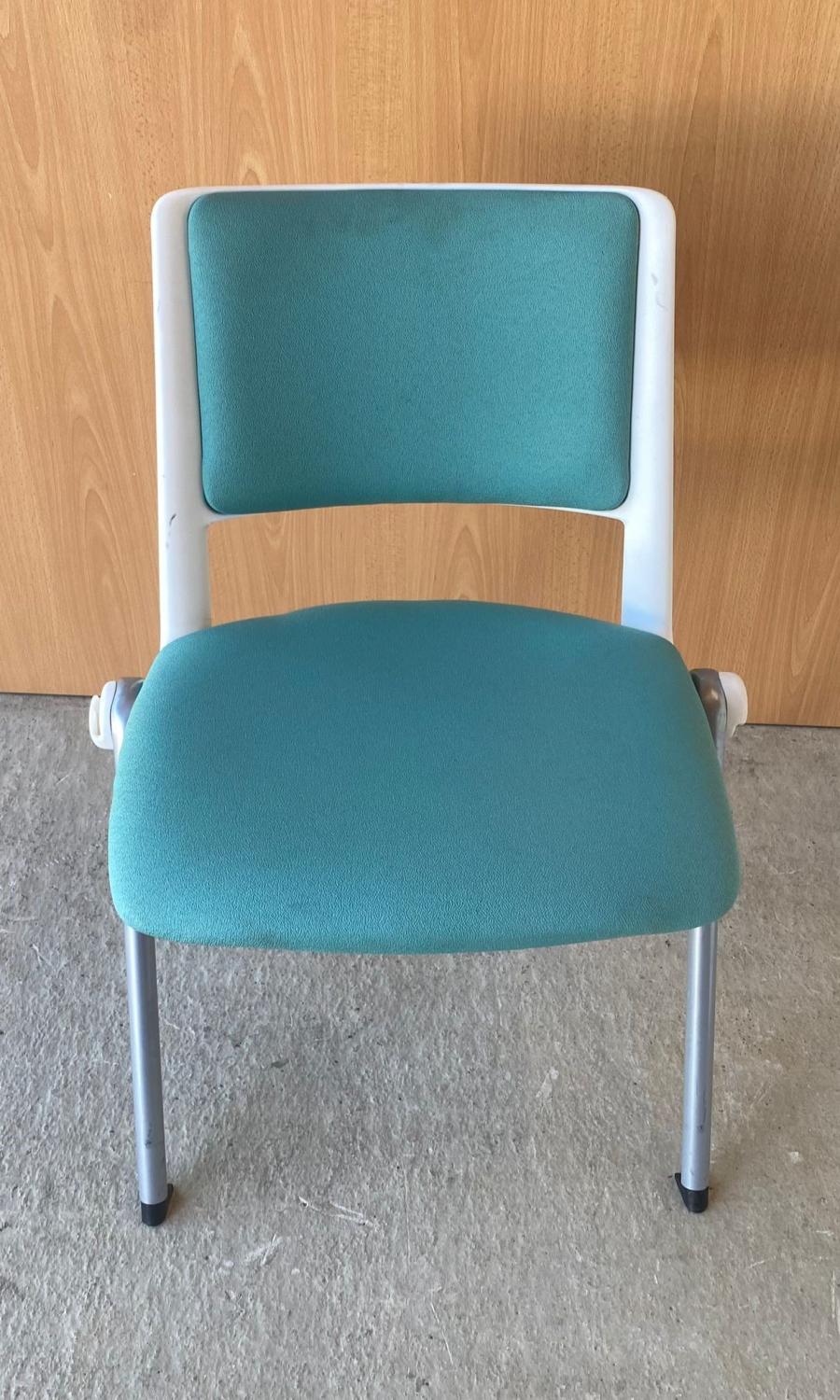 Second Hand Teal & White Stacking Meeting Chair with Chrome Framed Legs