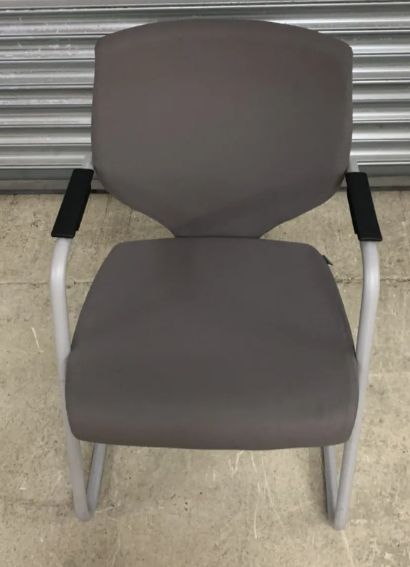 Second Hand Pledge Grey Meeting Room Chair with Cantilever Legs and Black Arms