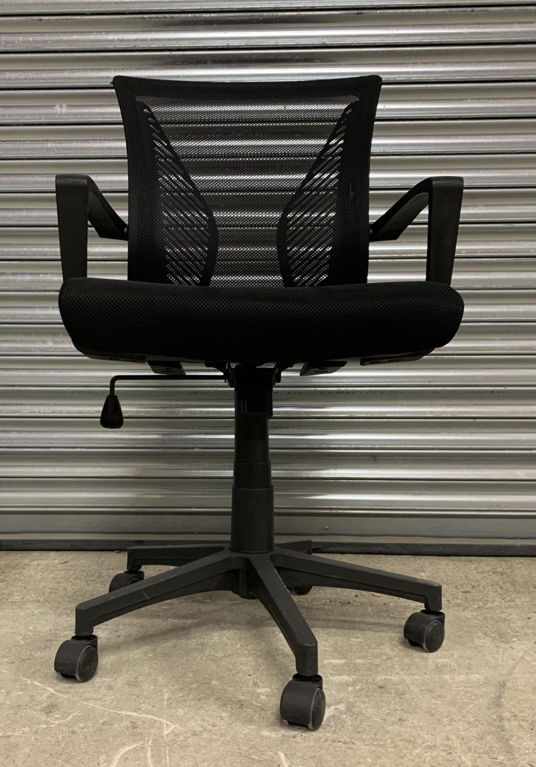 Second Hand Black Mesh Back Operators Chair with Gas Lift 5 Star Base & Arms