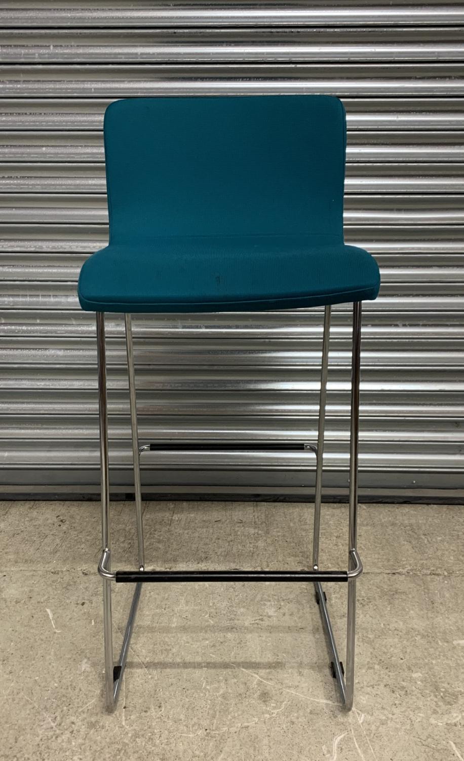 Second Hand Orange Box Teal Stool Chrome Legs
