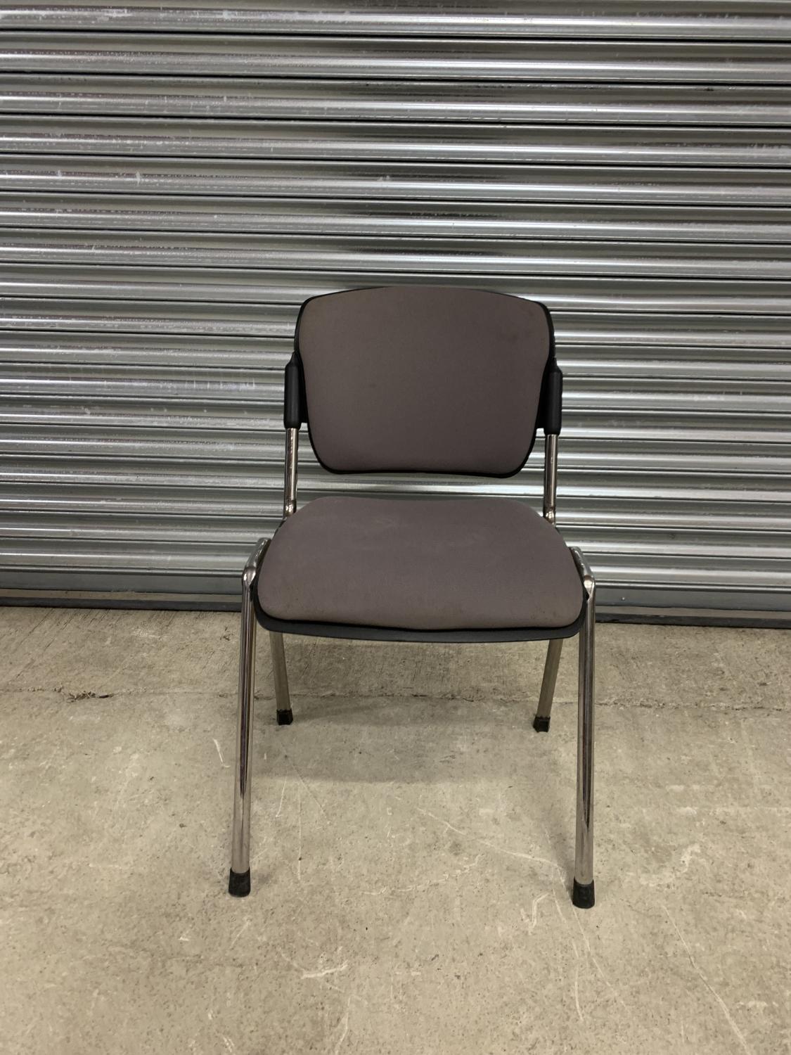 Second Hand Grey Stacking Meeting Chair Chrome Legs