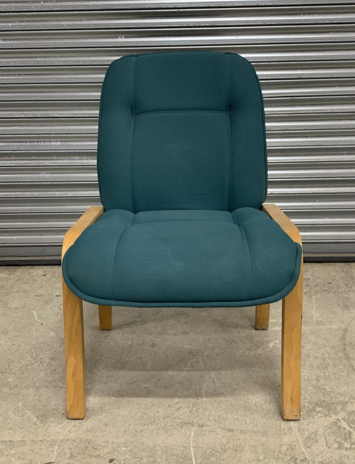 Second Hand Green Reception Chair with Wood Frame